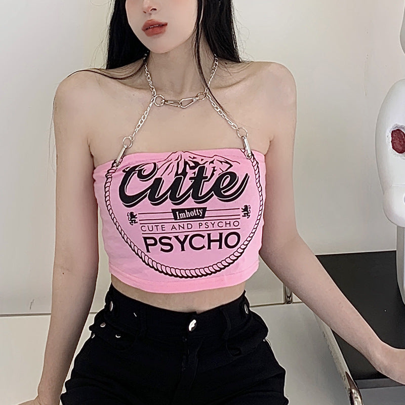 "Cute But Psycho" Pink Crop Top