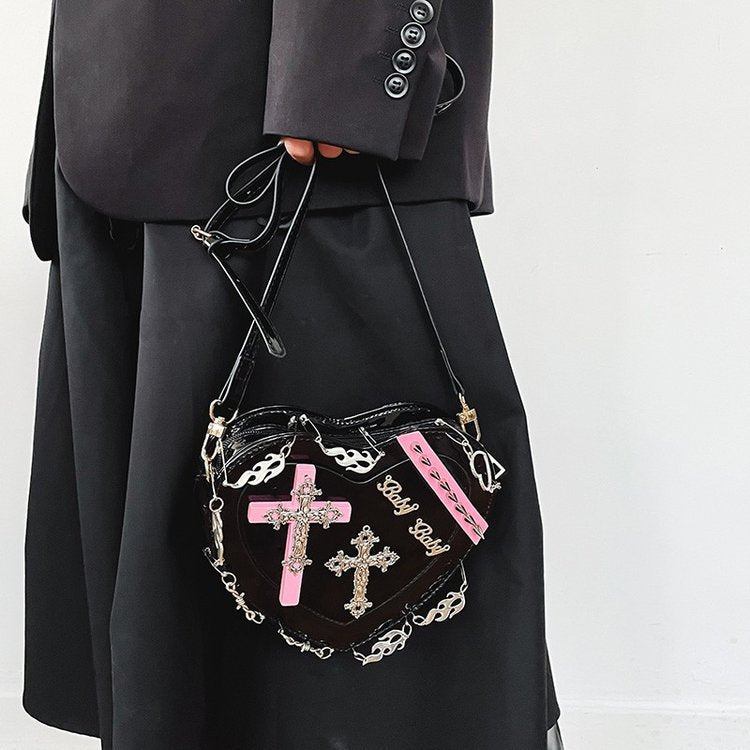 Harajuku Heart Cross Chain Shoulder Bag
