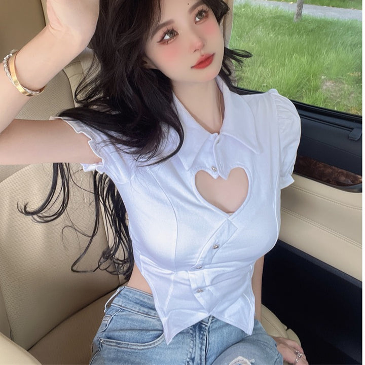 Hollow Chest Heart Blouse Top