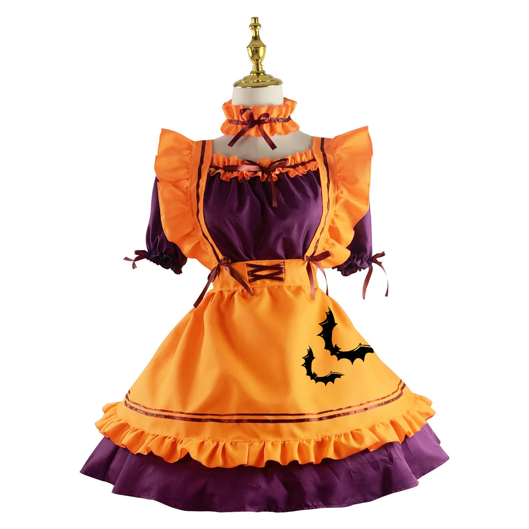 Halloween Embroidered Bat Costume Maid Dress