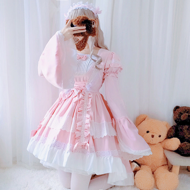 Flower married lolita skirt genuine lolita princess lo skirt lolita full set child secondary maid cos