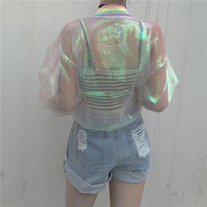 Transparent Organza Rainbow Summer Jacket