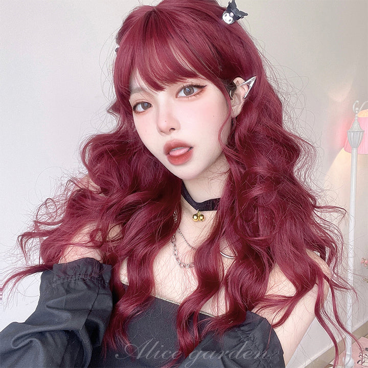 Red Wine Lolita Wavy Long Wig