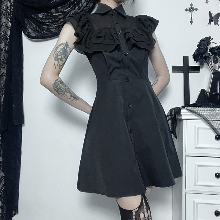 "Addams" Slim Black Dress