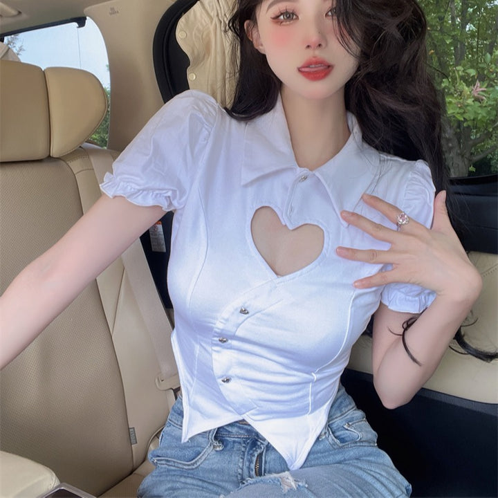 Hollow Chest Heart Blouse Top