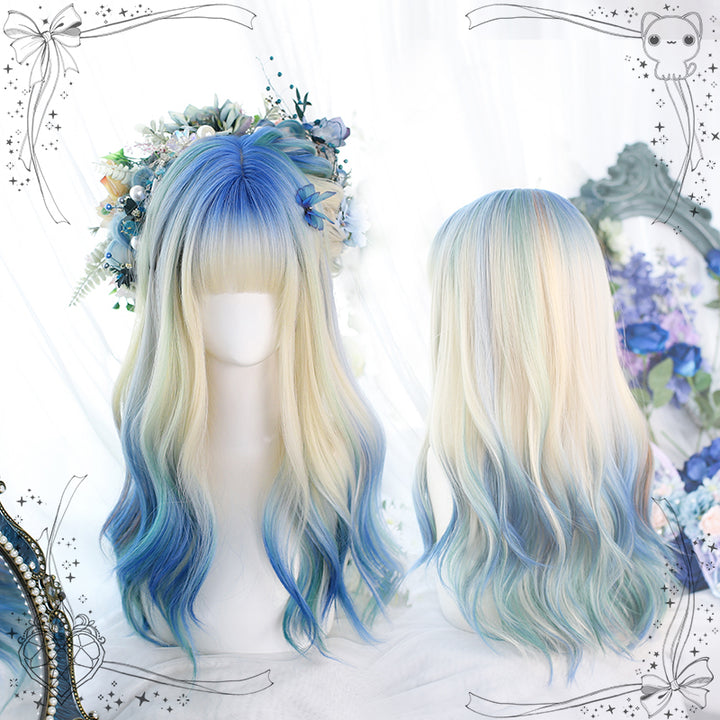 "Mermaid" Blue Blonde Wavy Gradient Long Wig