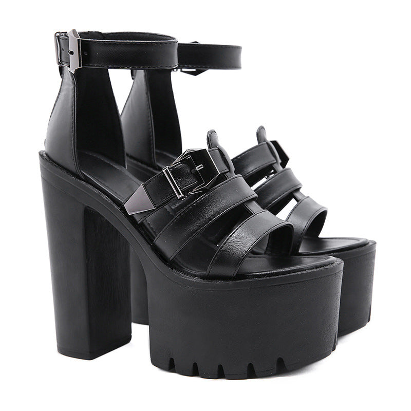 High-heeled Strap Buckle Shoes
