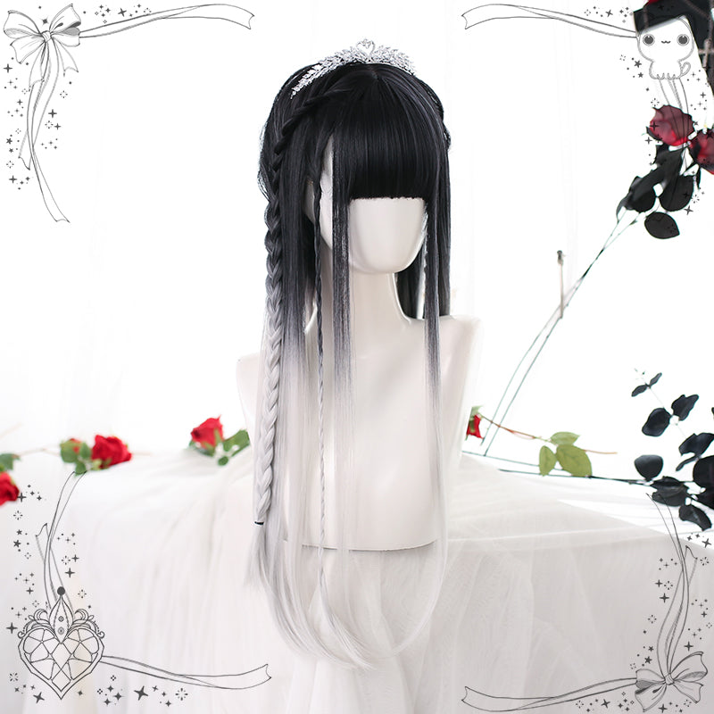 Harajuku Soft Girl Lolita Wig "Nightmare" Natural Gradient Inner Buckle Long Hair Straight Hair