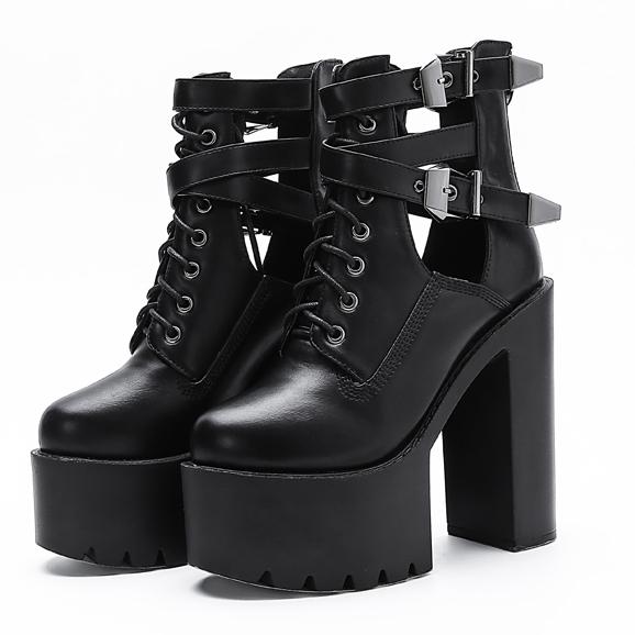 Korean Fashion Strap High-heeled Boots