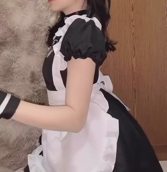 Hollow Open Cat Chest Maid Dress