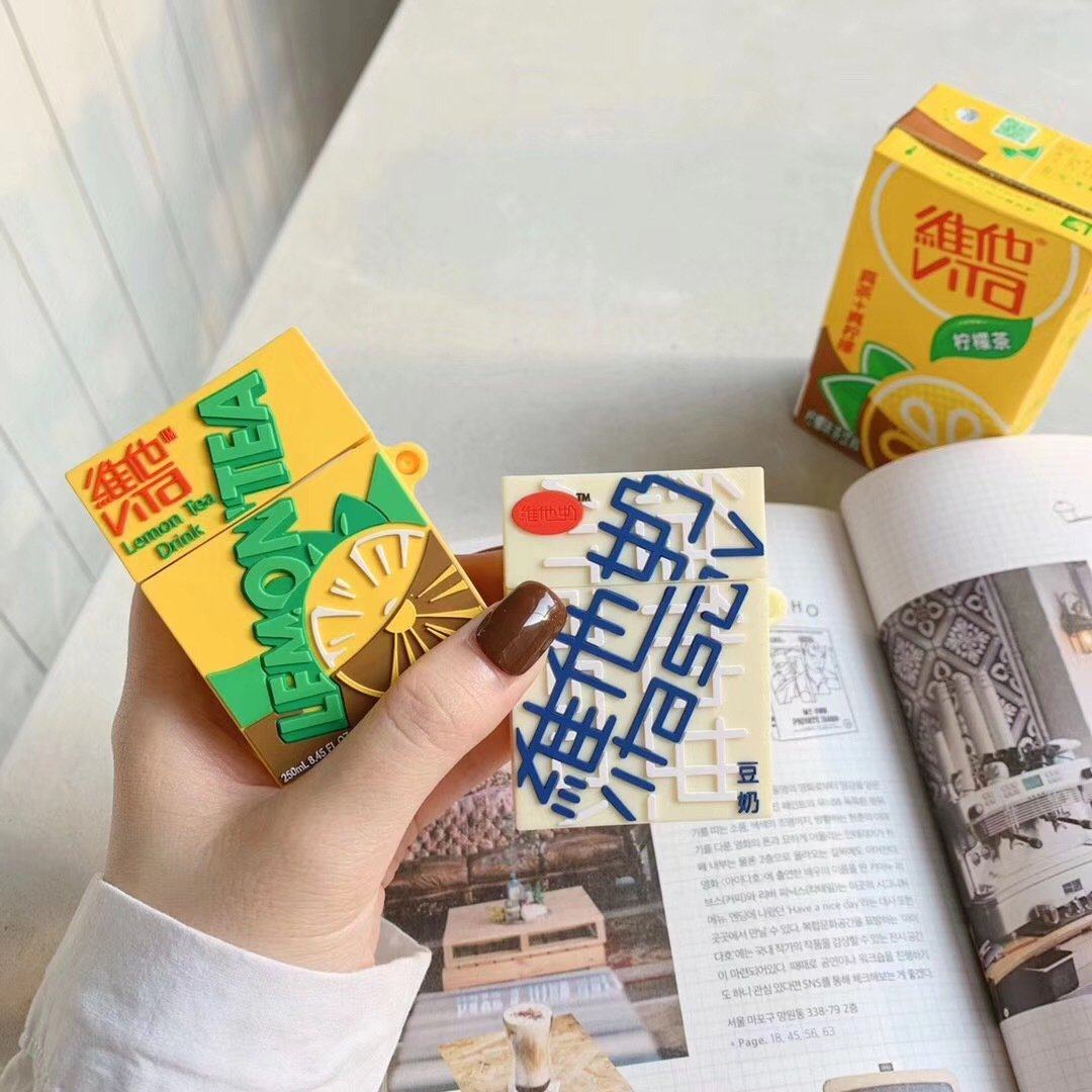 Asian Drink Lemon Tea/Soya Milk Airpods Case SD01443 - SYNDROME - Cute Kawaii Harajuku Street Fashion Store