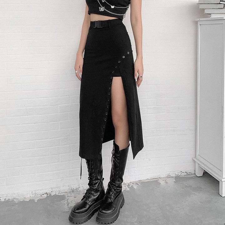 Black Strap Long Skirt SD02336
