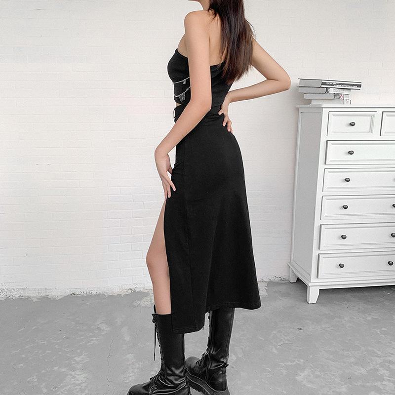 Black Strap Long Skirt SD02336
