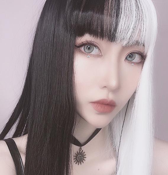 Black White Split Wig SD00374 - SYNDROME - Cute Kawaii Harajuku Street Fashion Store