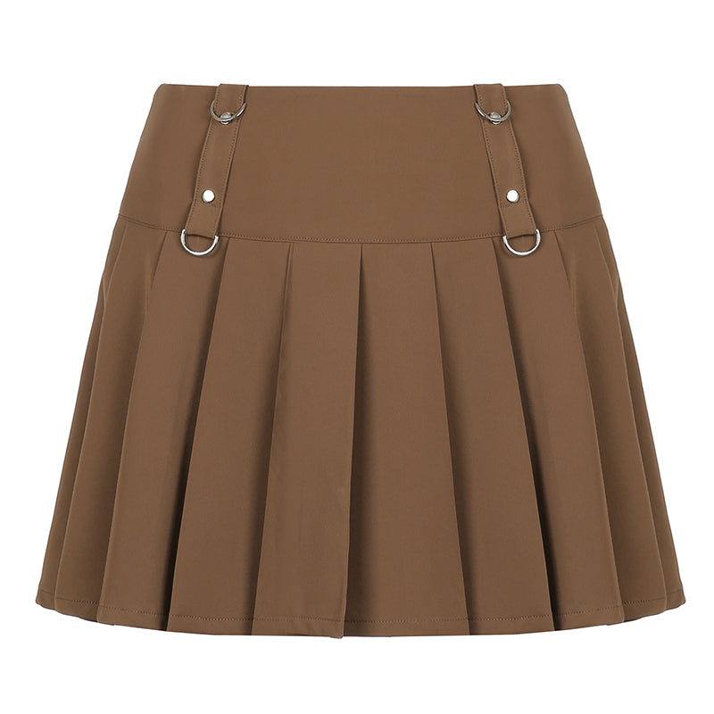 Brown Pleated Summer Skirt SD01344