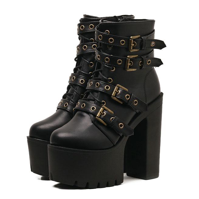 Buckle Strap Street High Heel Shoes SD00575
