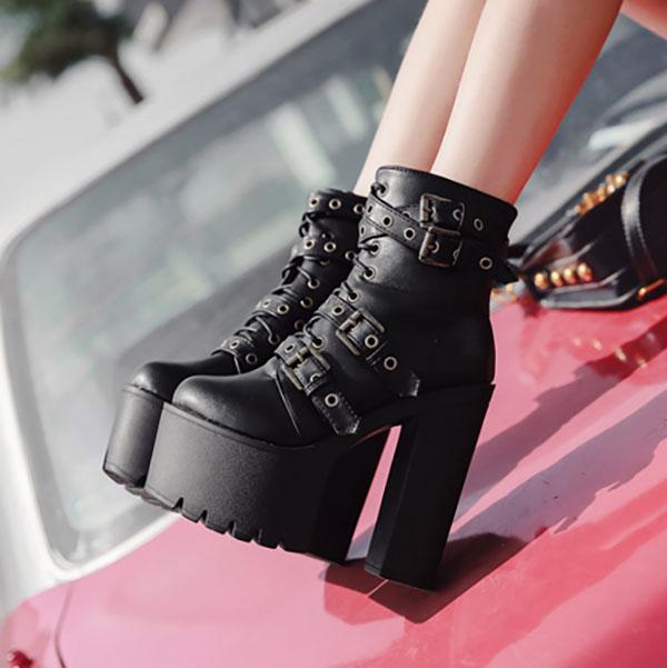 Buckle Strap Street High Heel Shoes SD00575