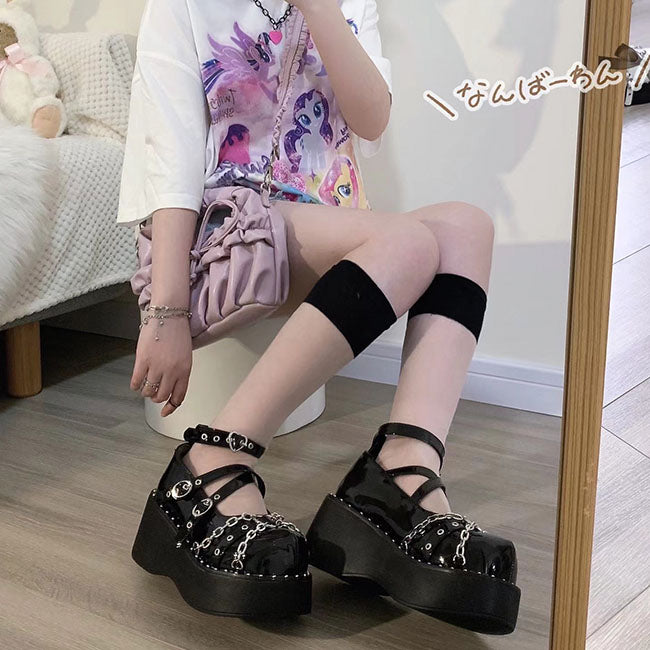 Chained Heart Grunge Loli Platform Shoes SD01797