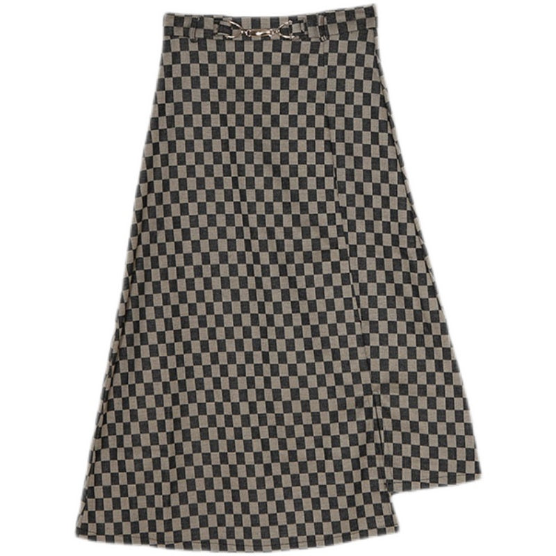 Checkered Pink Long Skirt SD01457