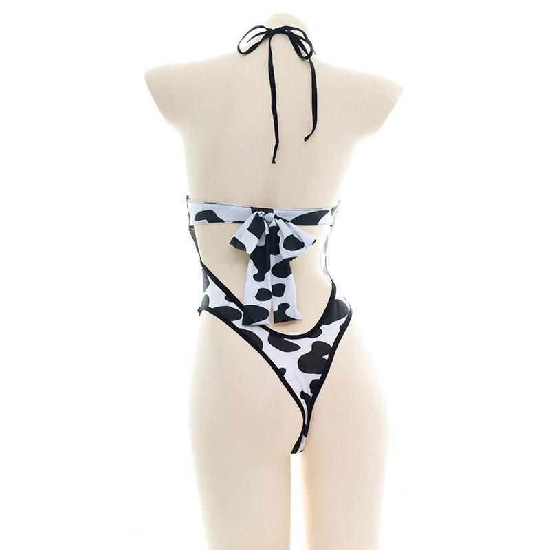 Japanese Summer Cow Hollow Chest Bodysuit Swimsuit SD00754