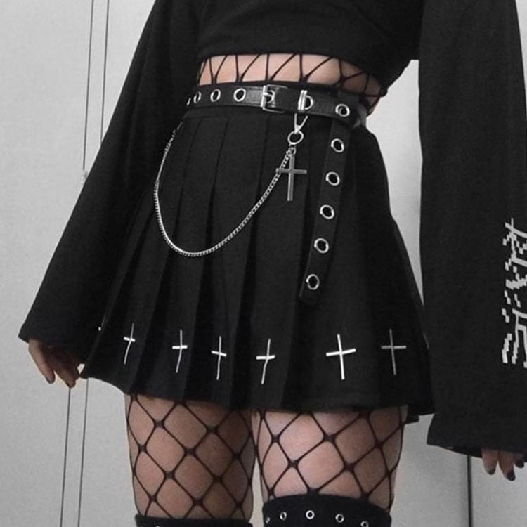 Cross Pleated Grunge Skirt SD01799
