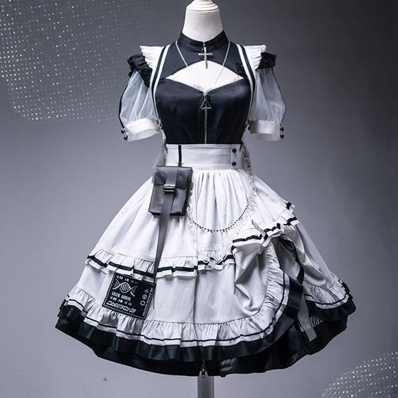 Cyber Maid Mesh Sleeve Dress SD01311