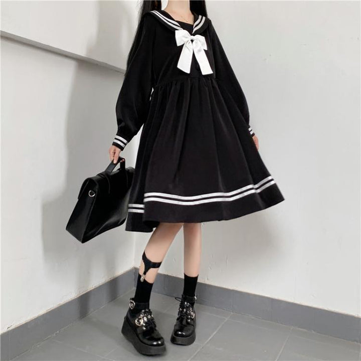 Dark Long School Uniform Dress SD01059