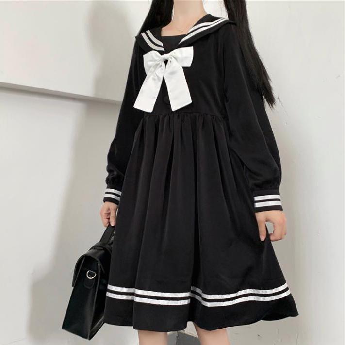Dark Long School Uniform Dress SD01059
