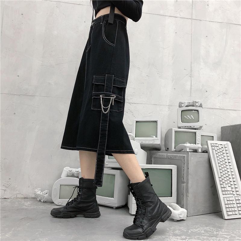 Denim Long Punk Skirt SD00217 - SYNDROME - Cute Kawaii Harajuku Street Fashion Store