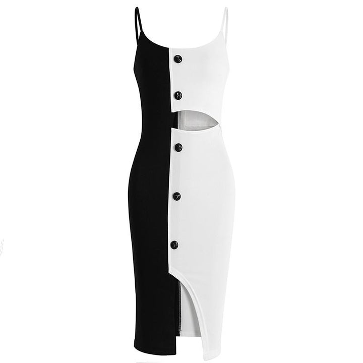 Duo Black White Slim Dress SD00579