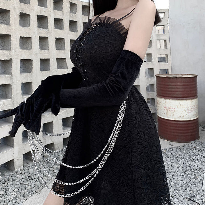 Elegant Black Lace Dress SD01915
