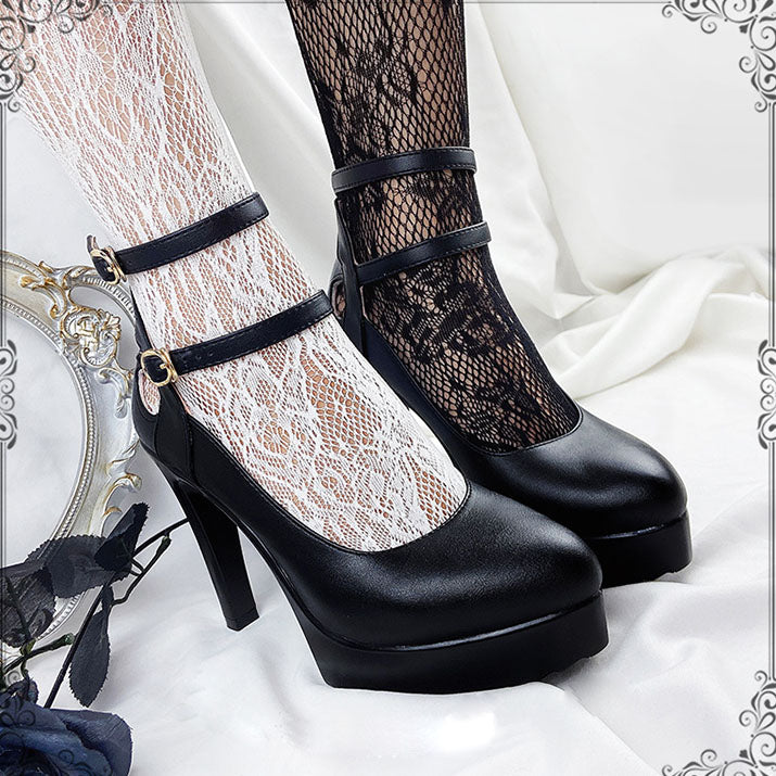 Elegant Double Strap Harajuku High-Heel Shoes SD01537