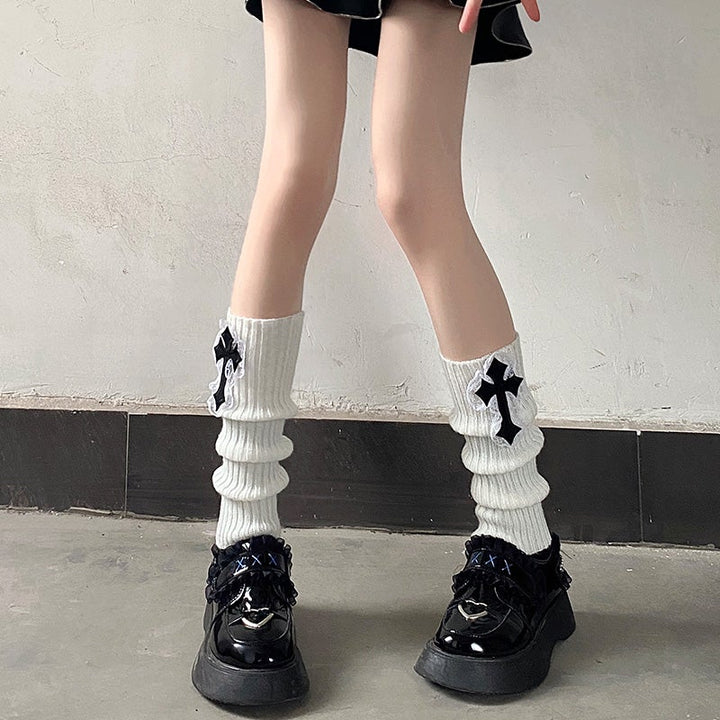 Elegant Gothic Cross Lace Socks SD01741