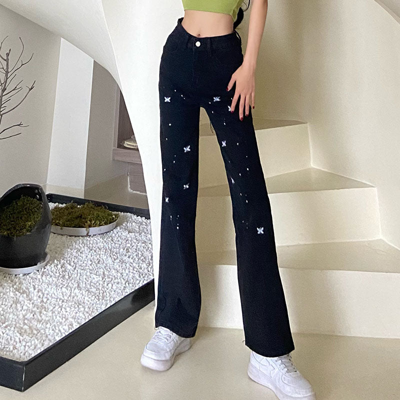 Embroidery Butterfly Denim Pants SD01458