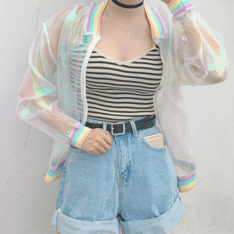 Transparent Organza Rainbow Jacket SD00605 - SYNDROME - Cute Kawaii Harajuku Street Fashion Store