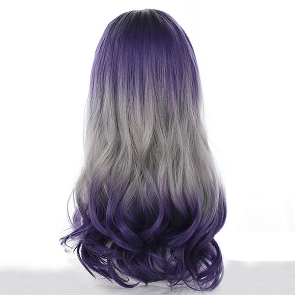Gradient Purple Grey Wave Long Wig SD00433