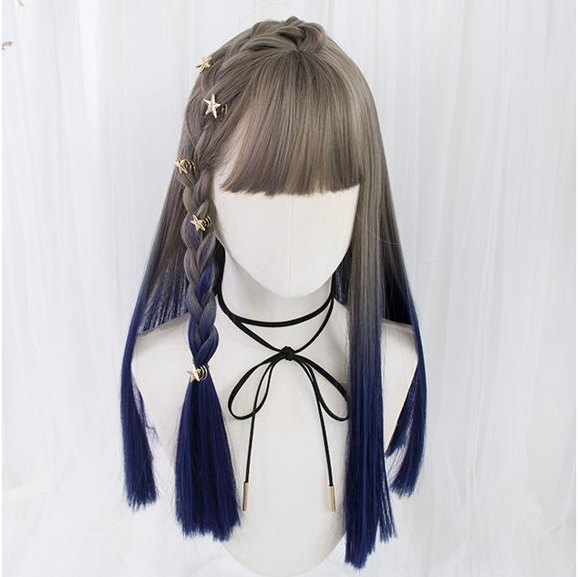 Harajuku Gradient Gray Blue Wig SD01188