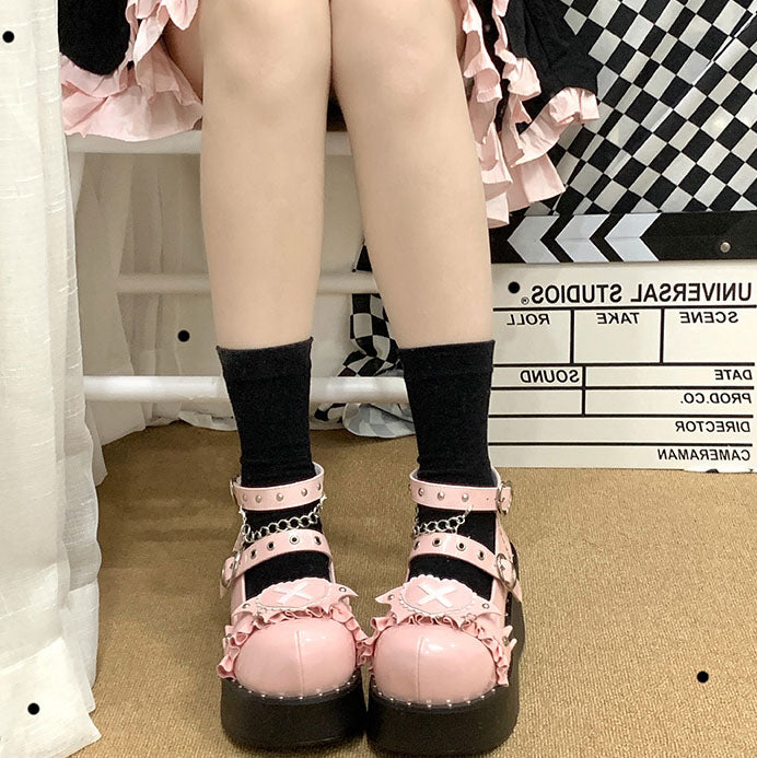 Harajuku Heart Strap Loli Platform Shoes SD01798