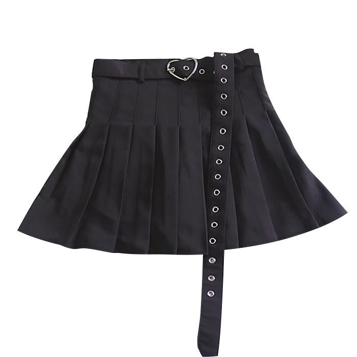 Heart Belt Pleated Skirt SD00978 - SYNDROME - Cute Kawaii Harajuku Street Fashion Store