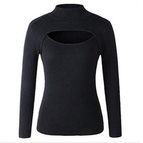 High Hollow Keyhole Sweater