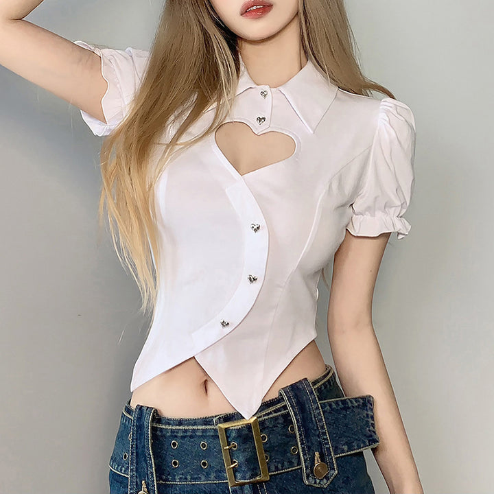 Hollow Chest Heart Blouse Top SD001672
