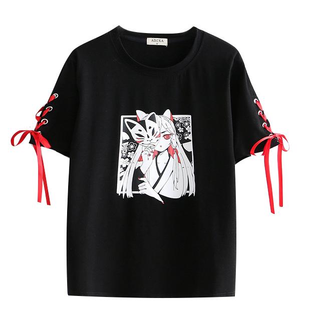 Kitsune Mask Girl T-shirt SD00360 - SYNDROME - Cute Kawaii Harajuku Street Fashion Store