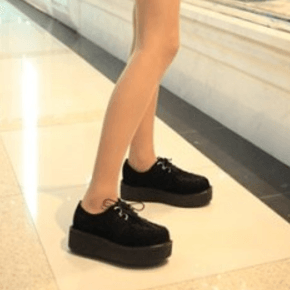Black Suede Platform Creepers Shoes SD00168 - SYNDROME - Cute Kawaii Harajuku Street Fashion Store