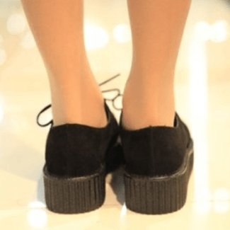 Black Suede Platform Creepers Shoes SD00168 - SYNDROME - Cute Kawaii Harajuku Street Fashion Store