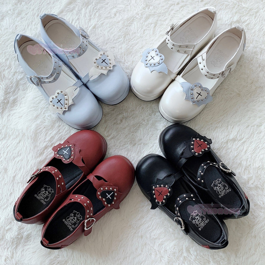Lolita Bat Heart Platform Shoes SD00383 - SYNDROME - Cute Kawaii Harajuku Street Fashion Store