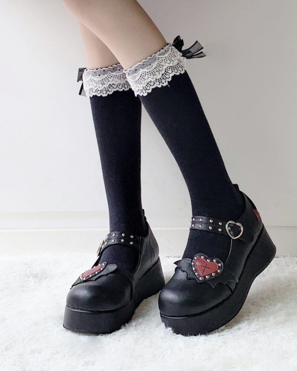 Japanese Harajuku Lolita Bat Heart Platform Shoes SD00383 – SYNDROME ...