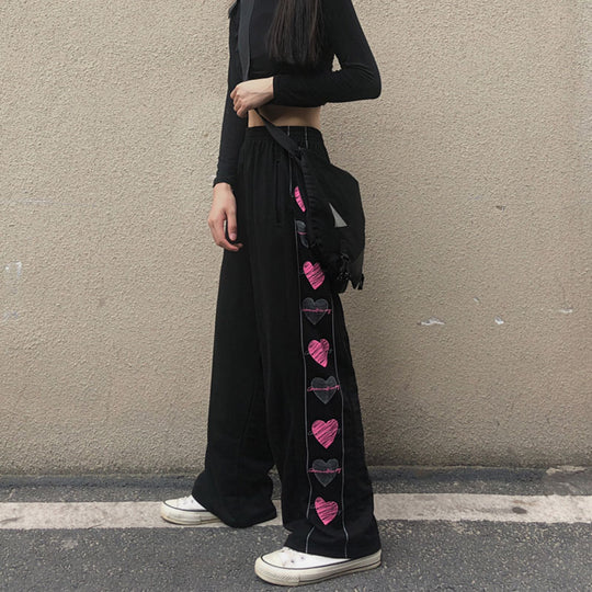 Japanese Harajuku Love Skater Black Pants – SYNDROME - Cute Kawaii ...