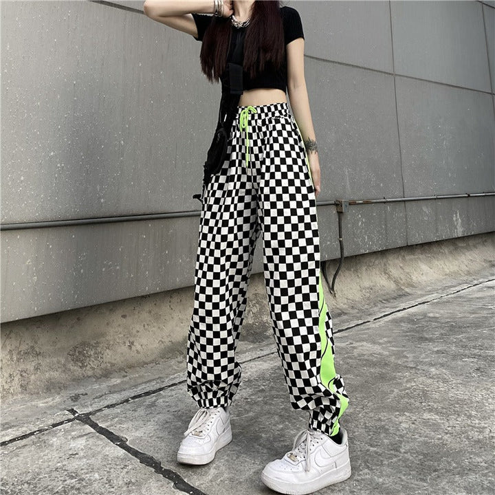 Neon Green Checker Street Pants SD01418