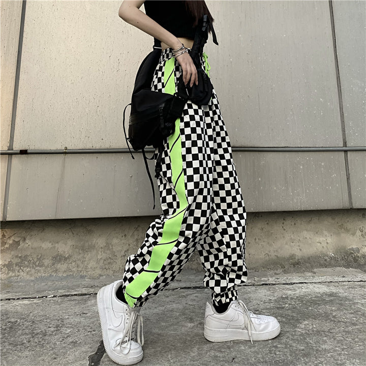 Neon Green Checker Street Pants SD01418