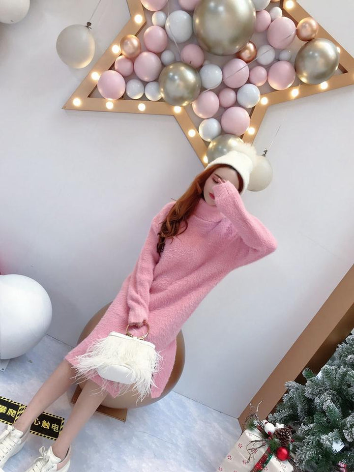 Knitted High Collar Loose Long Sweater Dress SD00539 - SYNDROME - Cute Kawaii Harajuku Street Fashion Store